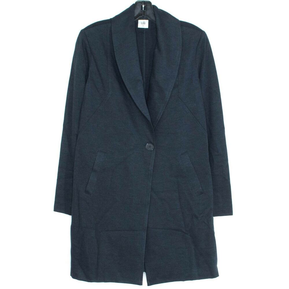 Cabi Womens Coat Jacket Harbor Collar Single Button Long Pockets Blue Size XS FD